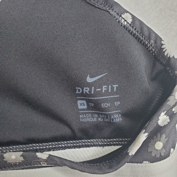 Nike Dri-Fit Indy Black & White Floral Print Swoosh Logo Racerback Sports Bra - Picture 6 of 7